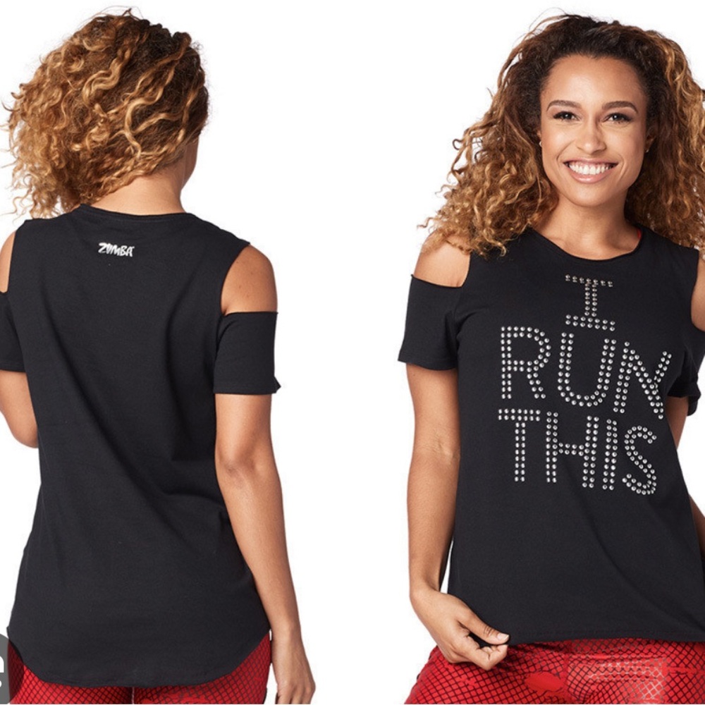Zumba Fitness Black Cold Shoulder Tee